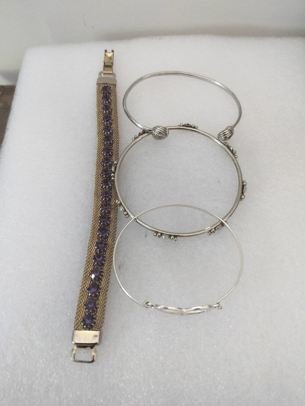 Lot For 4 Cuff Bracelet with Purple Crystal Accents - Picture 7 of 7